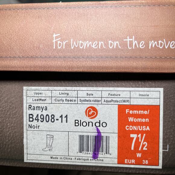 Blondo Ramya Tall Black Leather Boots Womens Size 7.5 Wide Side Zip Fleece Lined - Picture 3 of 16